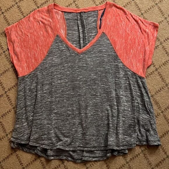 Urban Outfitters flowy boho style V neck coral/ gray M - Picture 5 of 10